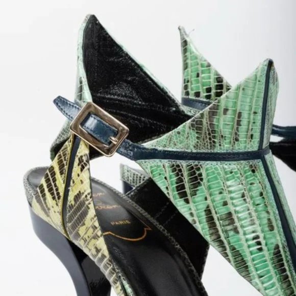 Roger Vivier Green Snake Cut Out Platform Heels - Picture 7 of 10